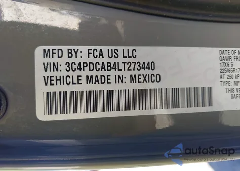 2020 Dodge Journey Se Value из США, поврежденный, VIN 3C4PDCAB4LT273440